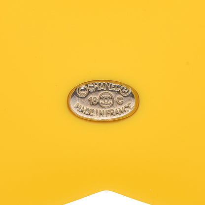 Chanel Resin Glitter Crystal CC Brooch Yellow Blue 4 of 5