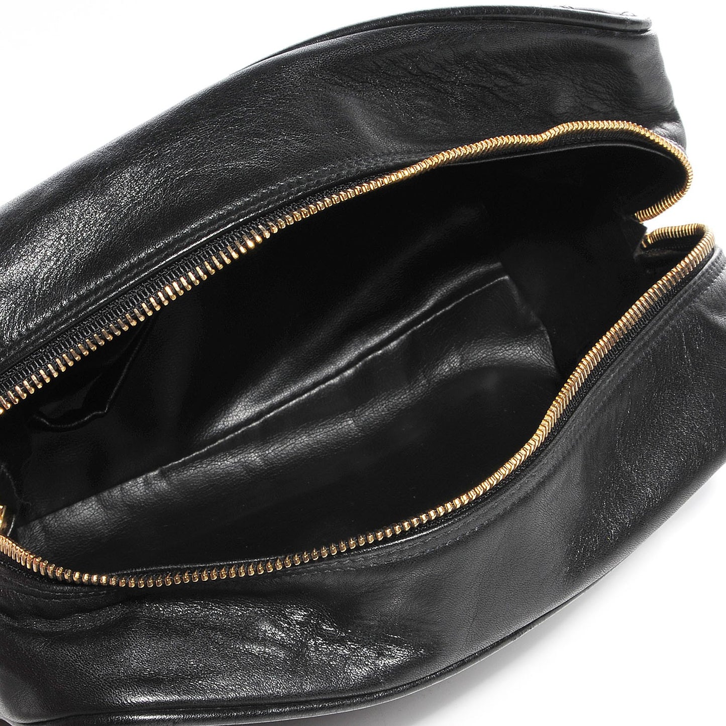 Lambskin Diamond Stitch Cosmetic Case Black