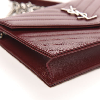 Saint Laurent Grain De Poudre Matelasse Chevron Monogram Envelope Chain Wallet Palissandre 7 of 8