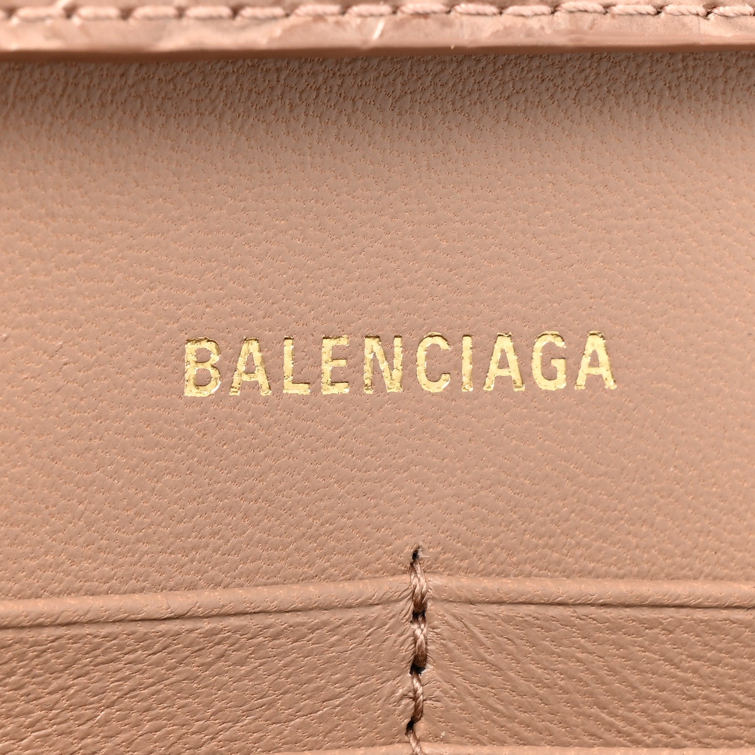 Balenciaga Shiny Calfskin Crocodile Embossed Hourglass Chain Bag Nude Beige 7 of 20