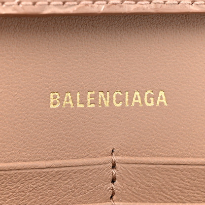 Balenciaga Shiny Calfskin Crocodile Embossed Hourglass Chain Bag Nude Beige 7 of 20