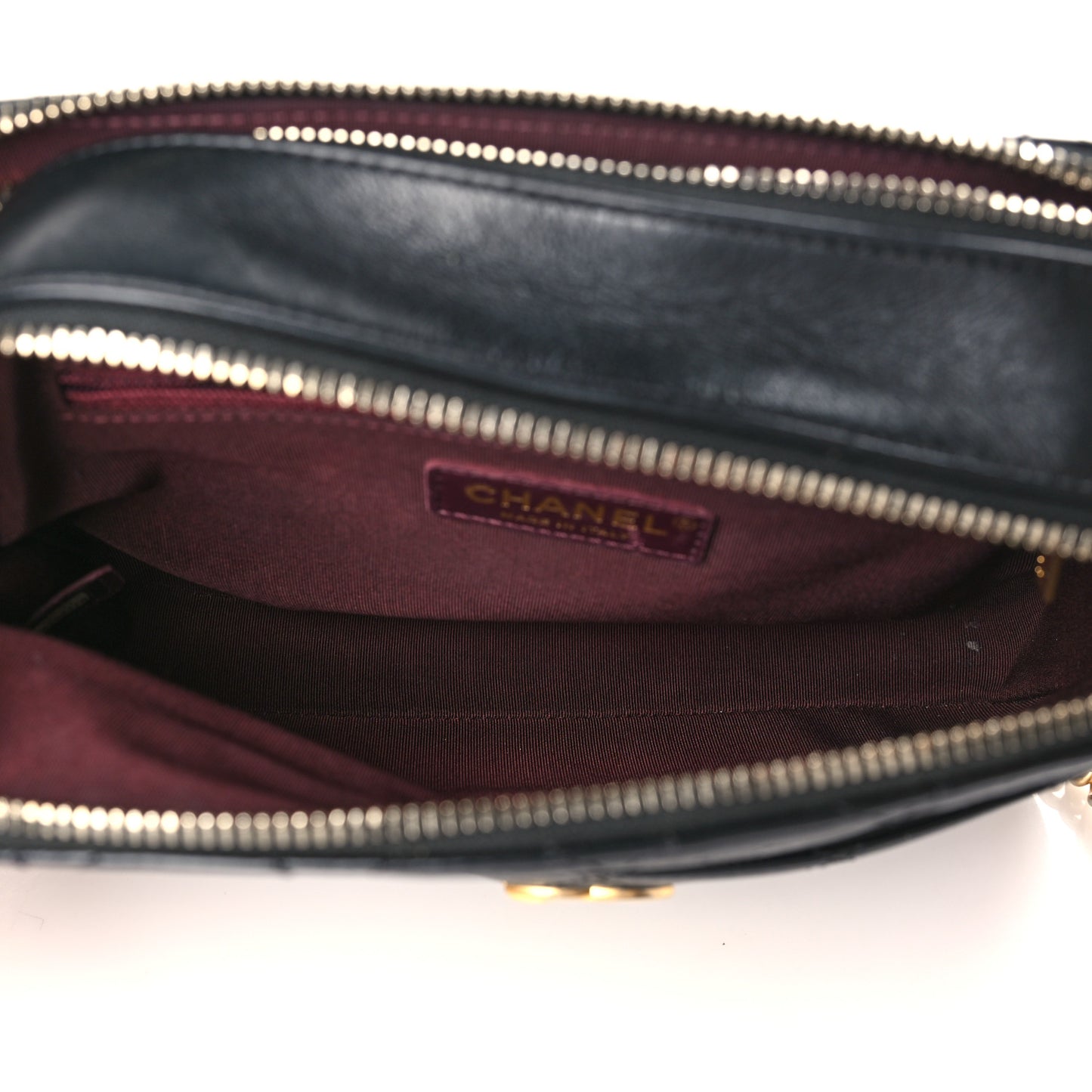 Calfskin Grosgrain Stitched Button Up Camera Case Black
