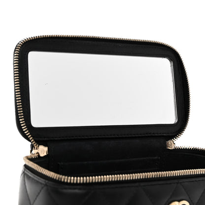 Chanel Lambskin Quilted Small Top Handle Vanity Case With Chain Black 5 of 11