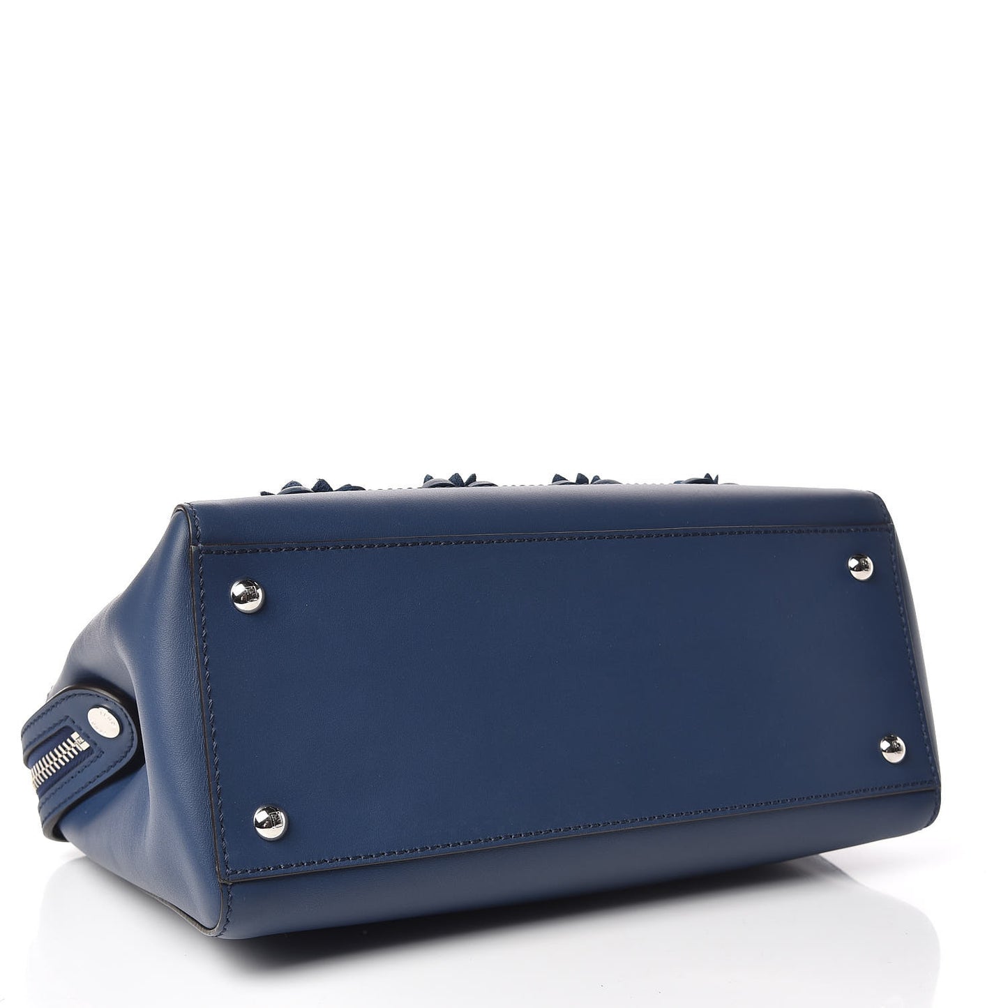 Calfskin Flowerland Studded Dotcom Satchel Blue