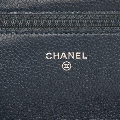 Chanel Caviar Timeless CC Wallet On Chain WOC Navy Blue 6 of 8