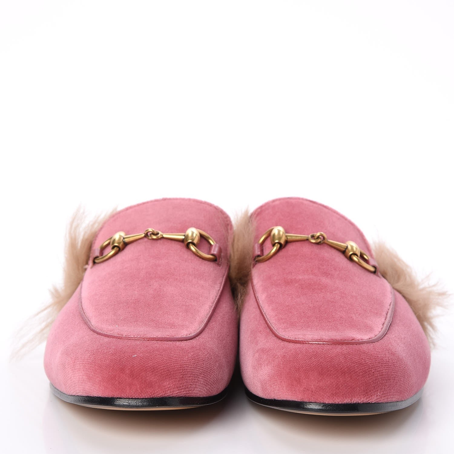Gucci Velvet Fur Mens Princetown Slippers 7 Pink 2 of 8