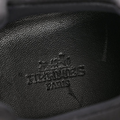 Hermes Calfskin Technical Canvas Suede Goatskin Womens Stadium Sneakers 37.5 Black 9 of 11