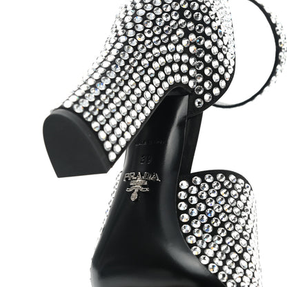 Prada Satin Crystal Ankle Wrap 105mm Sandals 39 Cristal 7 of 8