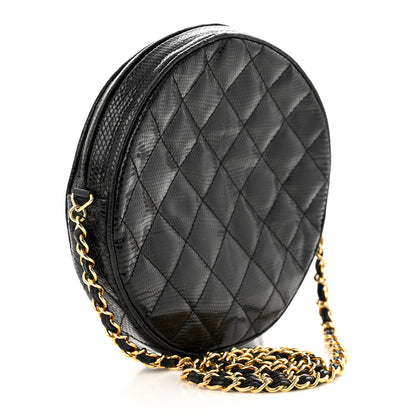 Chanel Lizard Quilted Round Tassel Crossbody Bag Black 3 of 12