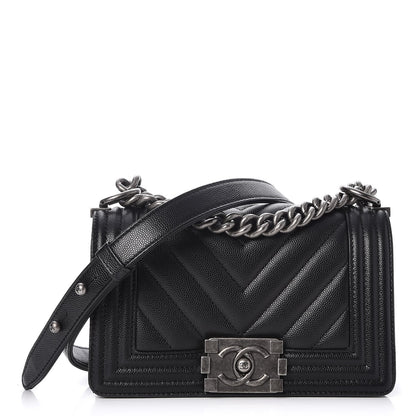 Chanel Caviar Chevron Quilted Small Boy Flap Black 1 of 8