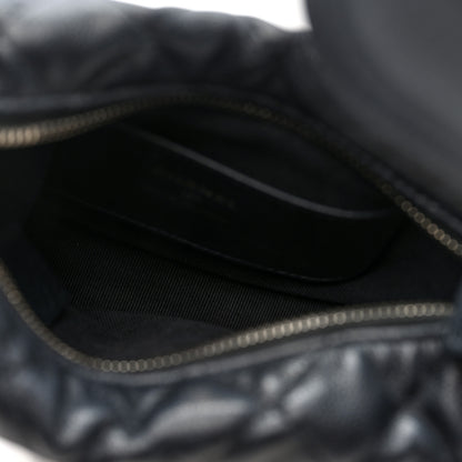 Chanel Grained Calfskin Quilted Pearl Pouch Hobo Black 5 of 9