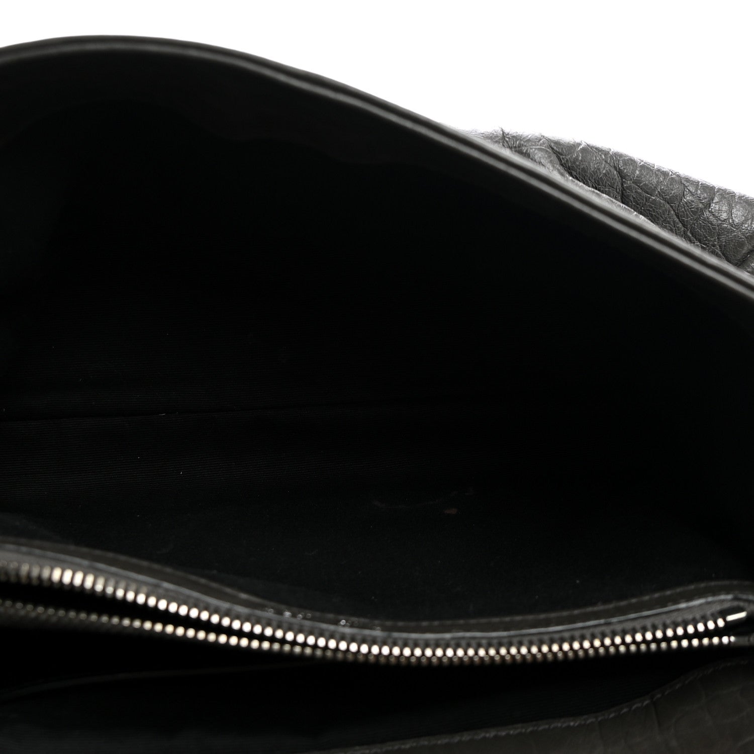 Saint Laurent Calfskin Crocodile Embossed Medium West Hollywood Monogram Fold-Over Grey 5 of 12