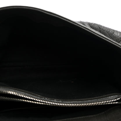 Saint Laurent Calfskin Crocodile Embossed Medium West Hollywood Monogram Fold-Over Grey 5 of 12