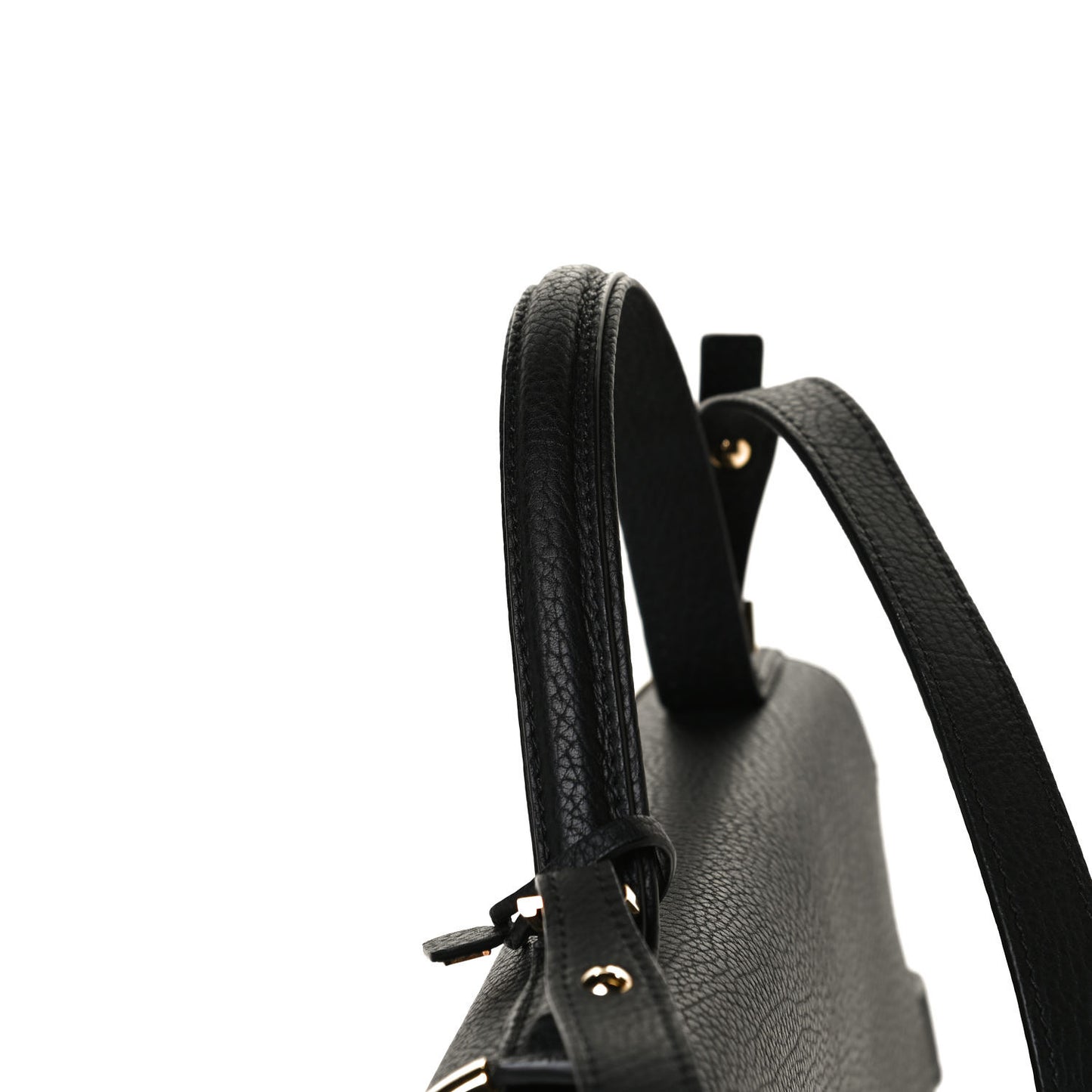 Grained Calfskin MM Metal Frame Tempete Satchel Black