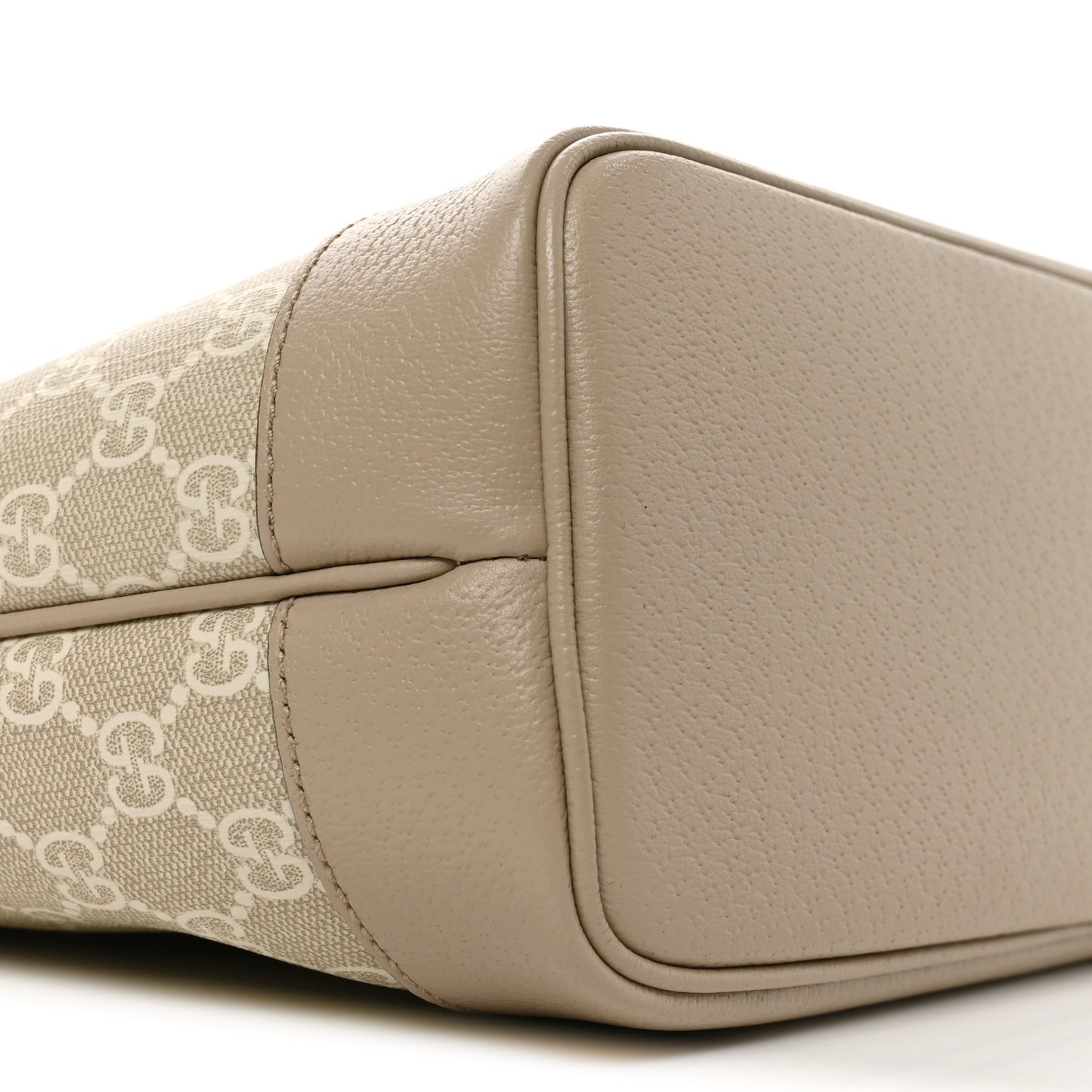 GG Supreme Monogram Textured Dollar Calfskin Small Ophidia Shoulder Tote Bag Beige Mystic White Oatmeal