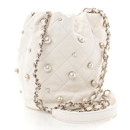Chanel Lambskin Quilted Pearl About Pearls Drawstring Bag White 4 of 13