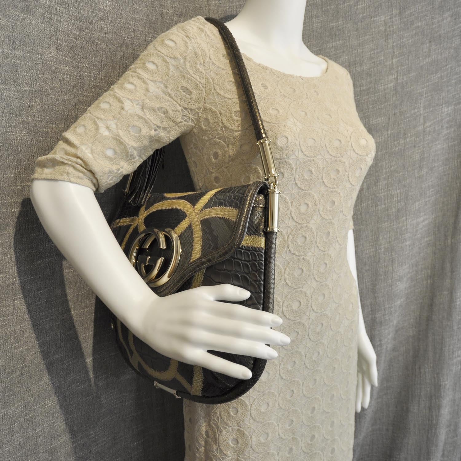 Gucci Exotic Patchwork Britt Medium Shoulder Bag 2 of 8