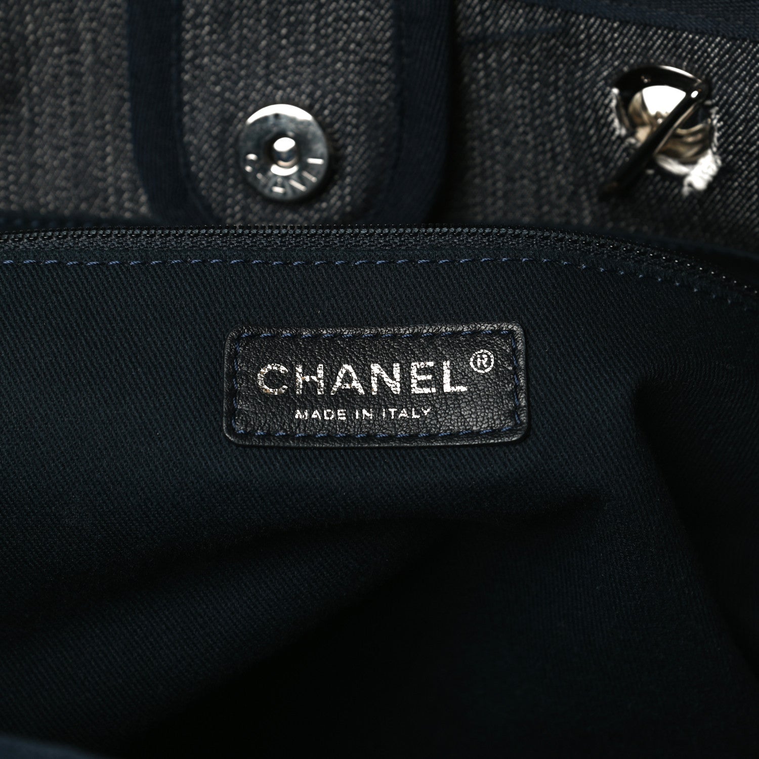 Chanel Denim Small Deauville Tote Dark Blue 6 of 12
