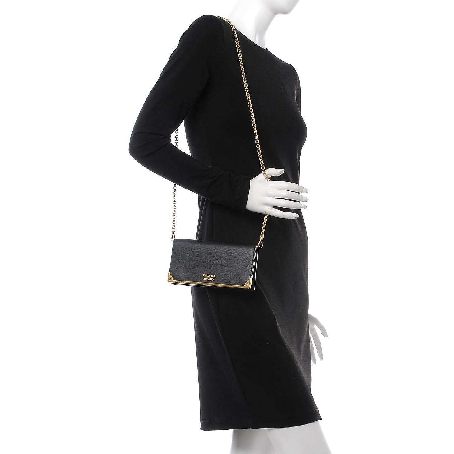 Prada Saffiano Mini Cahier Crossbody Bag Black 2 of 7