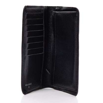 Chanel Goatskin Camellia Embossed Yen Wallet Black 5 of 9