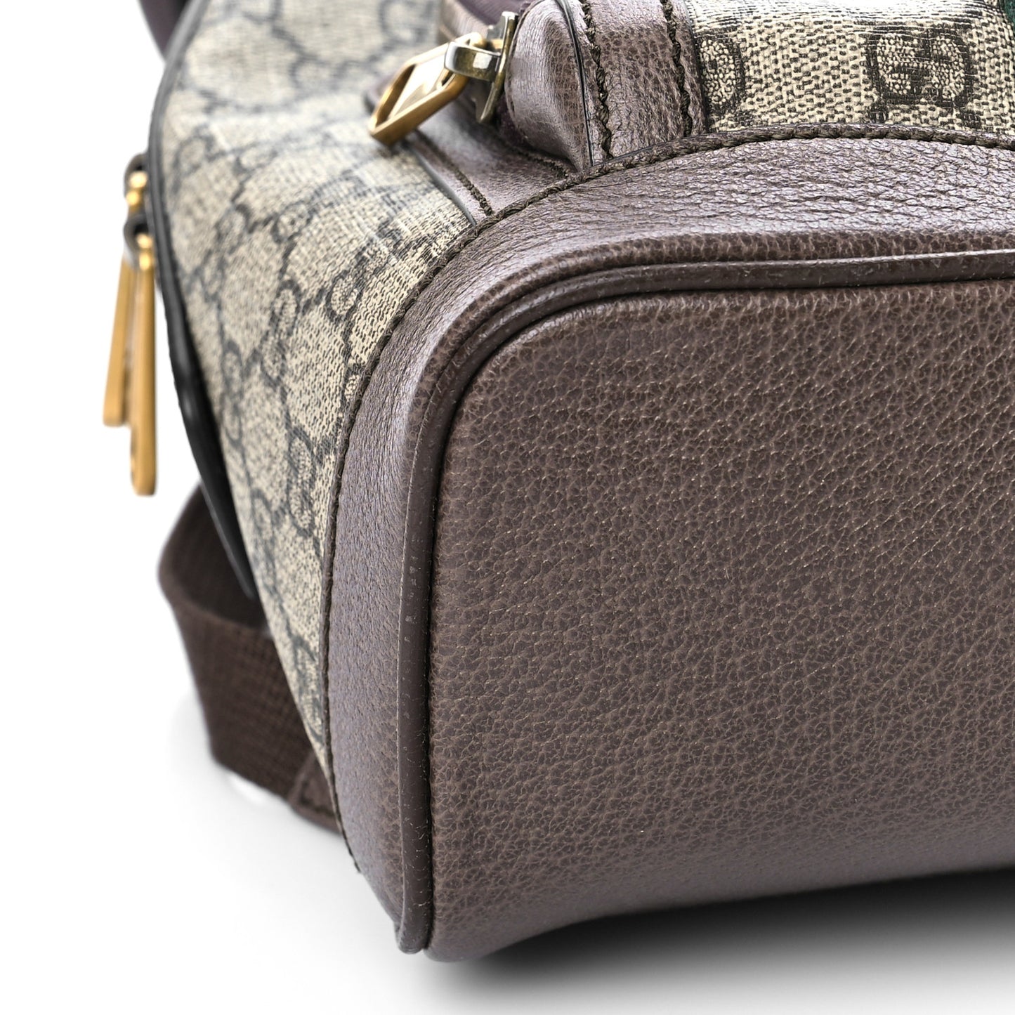 GG Supreme Monogram Calfskin Web Small Ophidia Day Backpack Beige Ebony New Acero