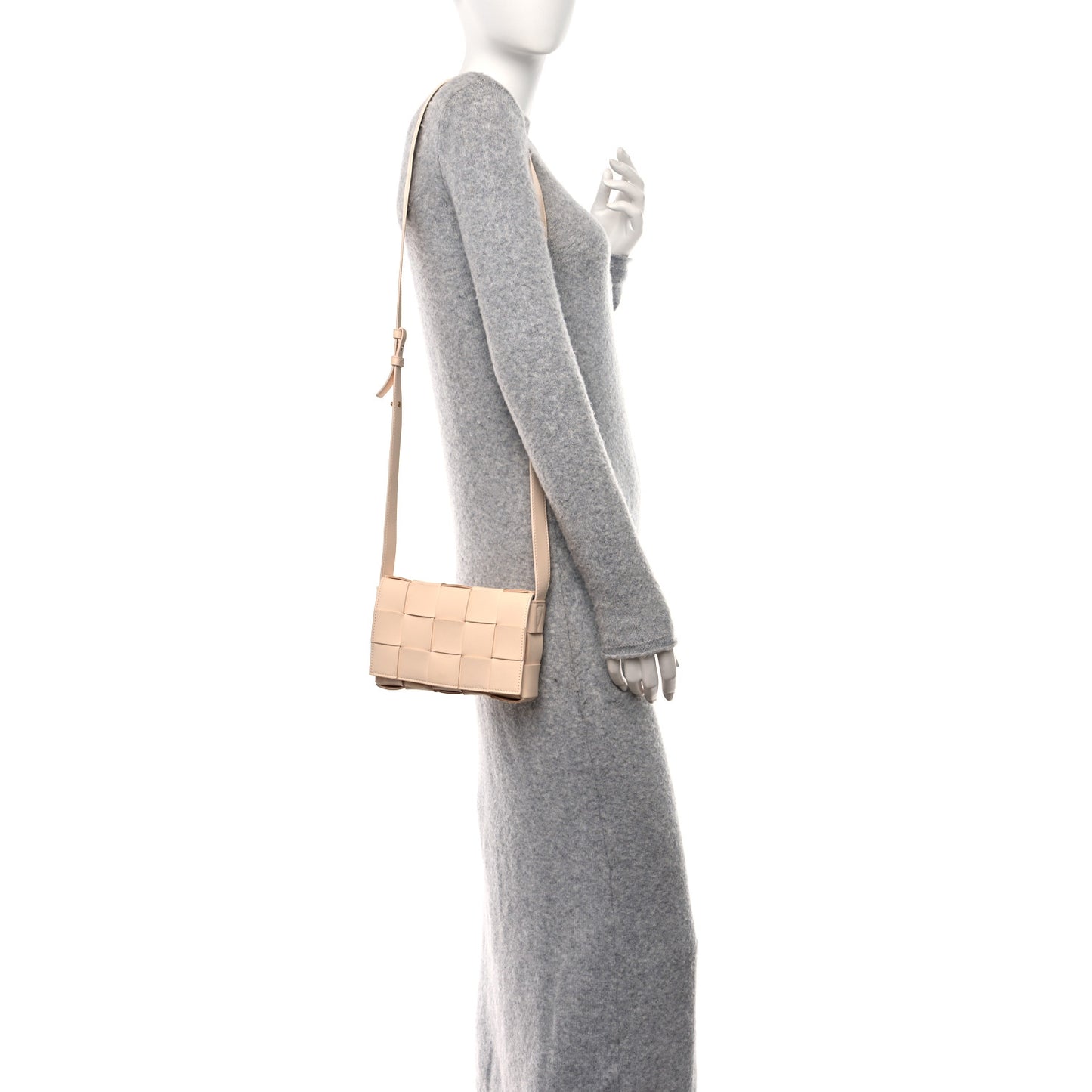 Lambskin Maxi Intrecciato Small Cassette Crossbody Bag Porridge