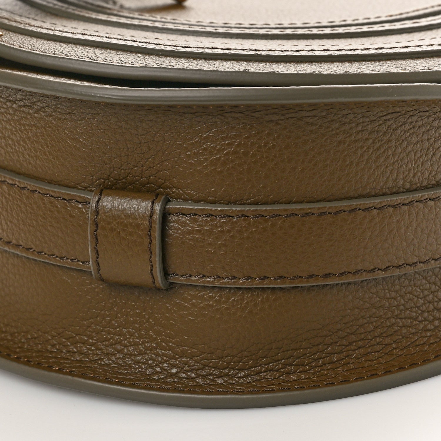 Chloe Grained Calfskin Medium Marcie Slim Round Crossbody Bag Dark Khaki 10 of 11