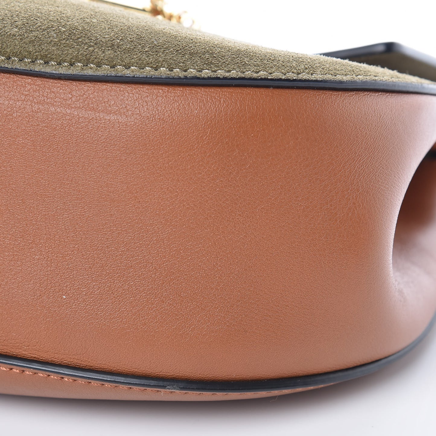 Suede Smooth Calfskin Drew Shoulder Bag Caramel