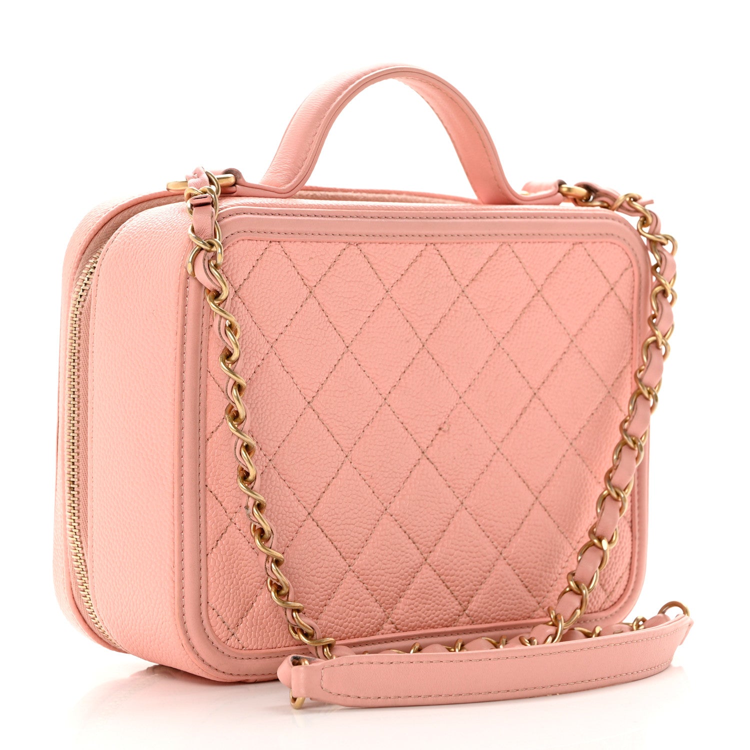 Chanel Caviar Quilted Medium CC Filigree Vanity Case Rose Pink 3 of 12