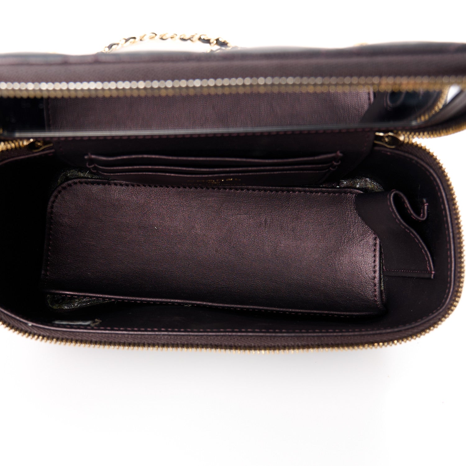 Chanel Iridescent Lambskin Quilted Small Top Handle Vanity Case With Chain Burgundy 5 of 16