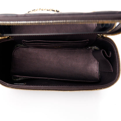 Chanel Iridescent Lambskin Quilted Small Top Handle Vanity Case With Chain Burgundy 5 of 16