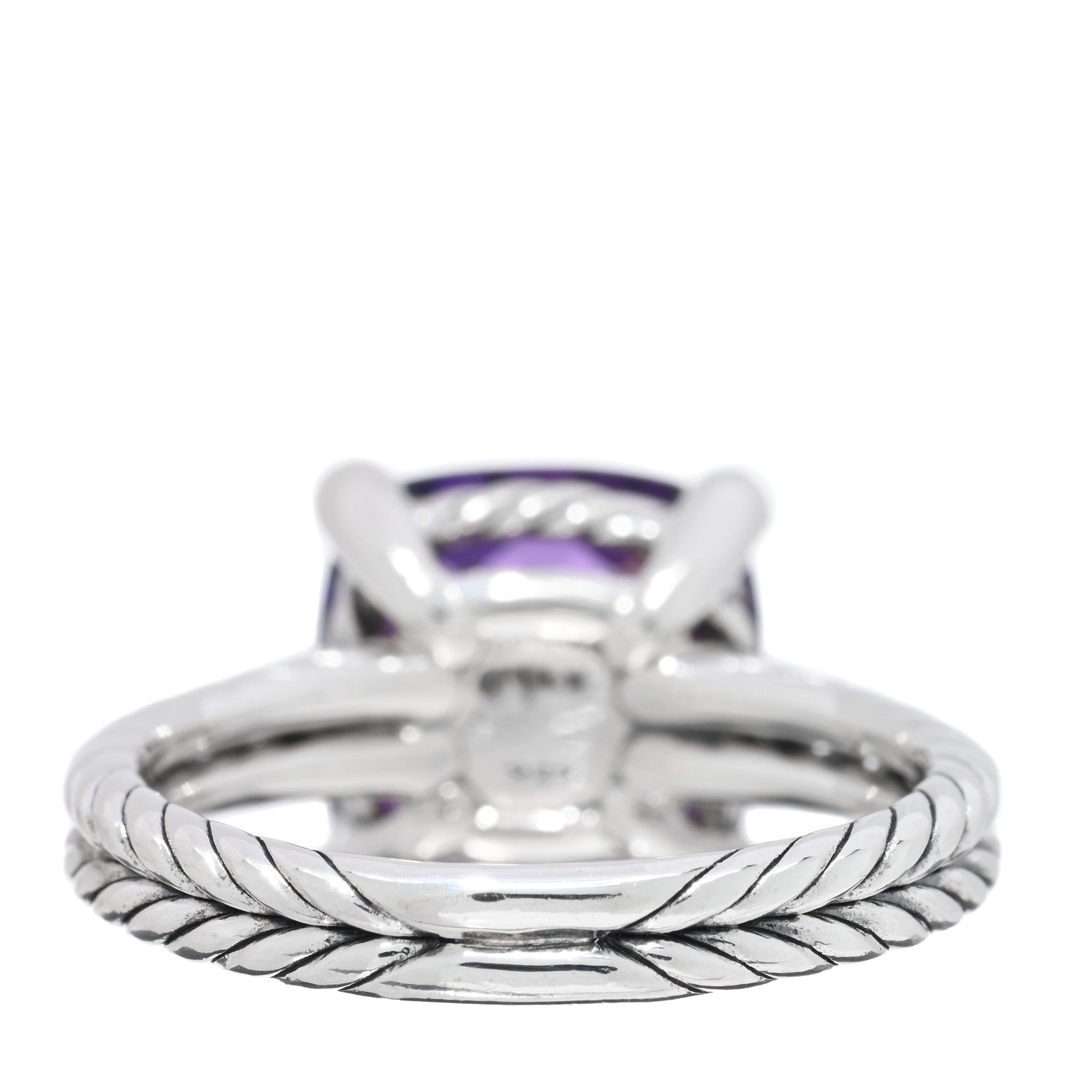 David Yurman Sterling Silver Diamond Amethyst 11mm Chatelaine Ring 57 8 3 of 4