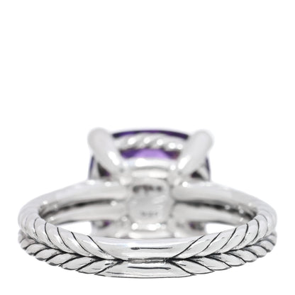 David Yurman Sterling Silver Diamond Amethyst 11mm Chatelaine Ring 57 8 3 of 4