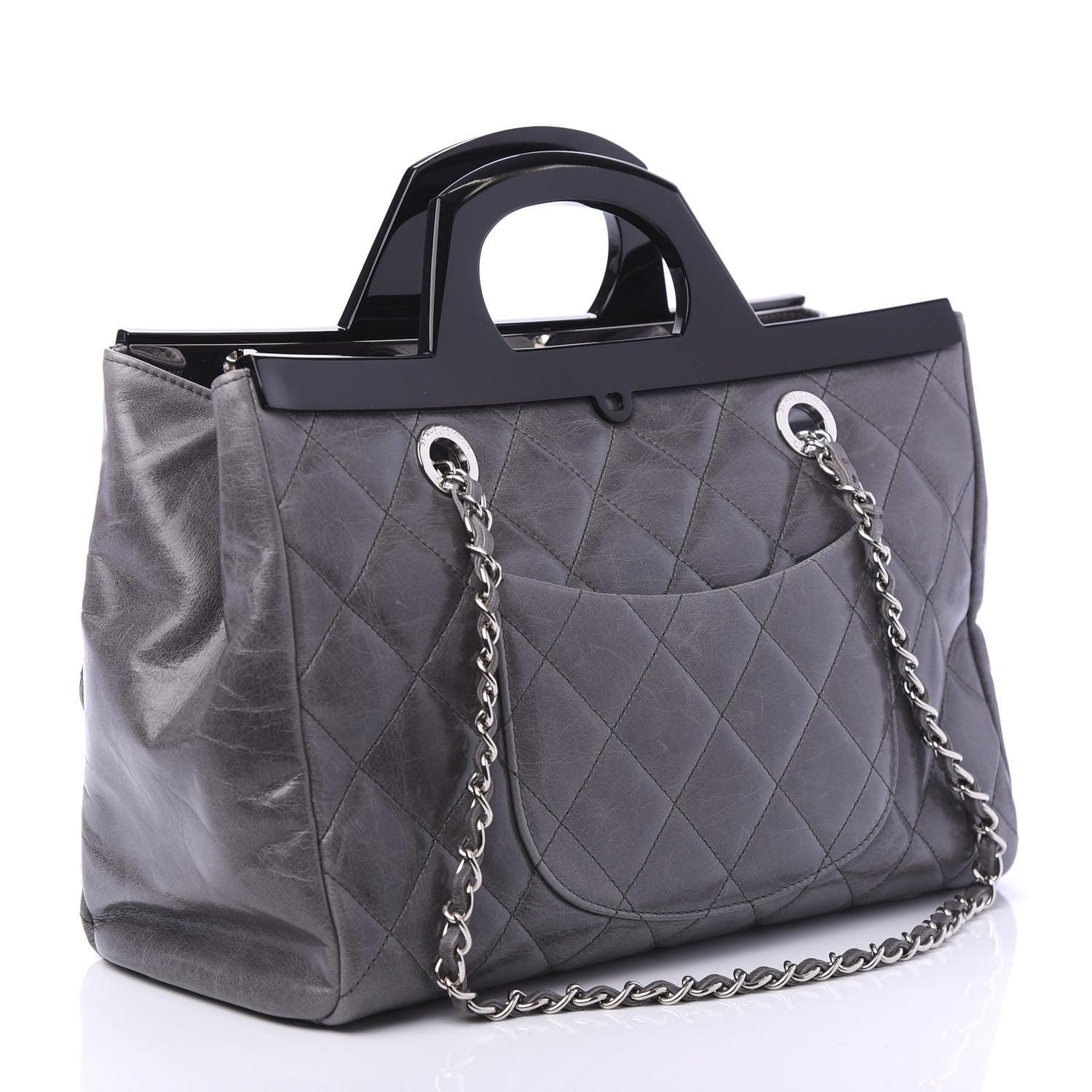 Chanel Glazed Calfskin Quilted Small CC Delivery Tote Grey 3 of 10