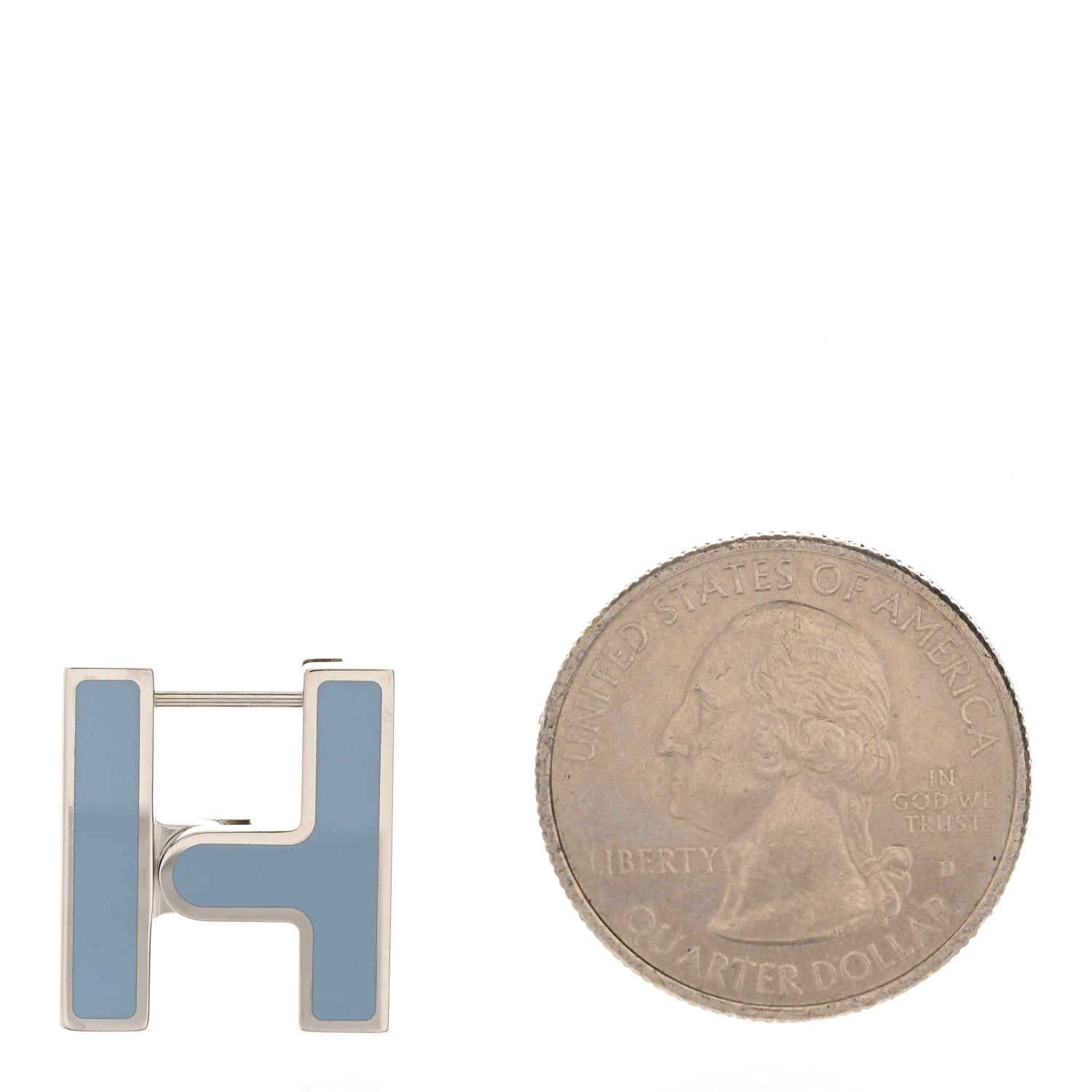 Hermes Palladium Habascule Single Earring Bleu Lin 2 of 5