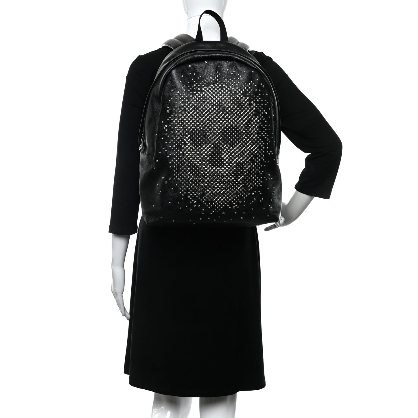 Calfskin Studded Skull Backpack Black