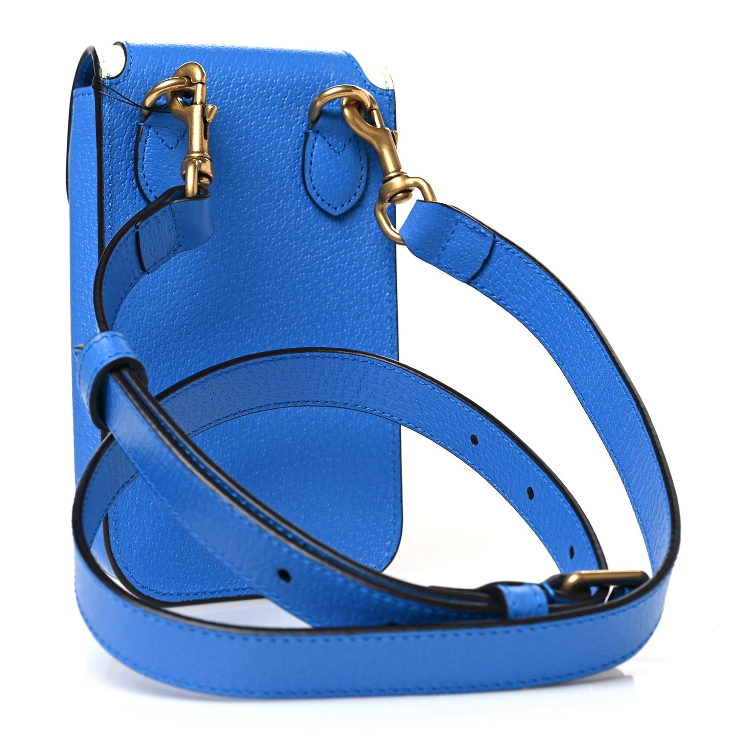 X ADIDAS Textured Dollar Calfskin Trefoil Embossed Phone Crossbody Bag Oriental Blue Mystic White