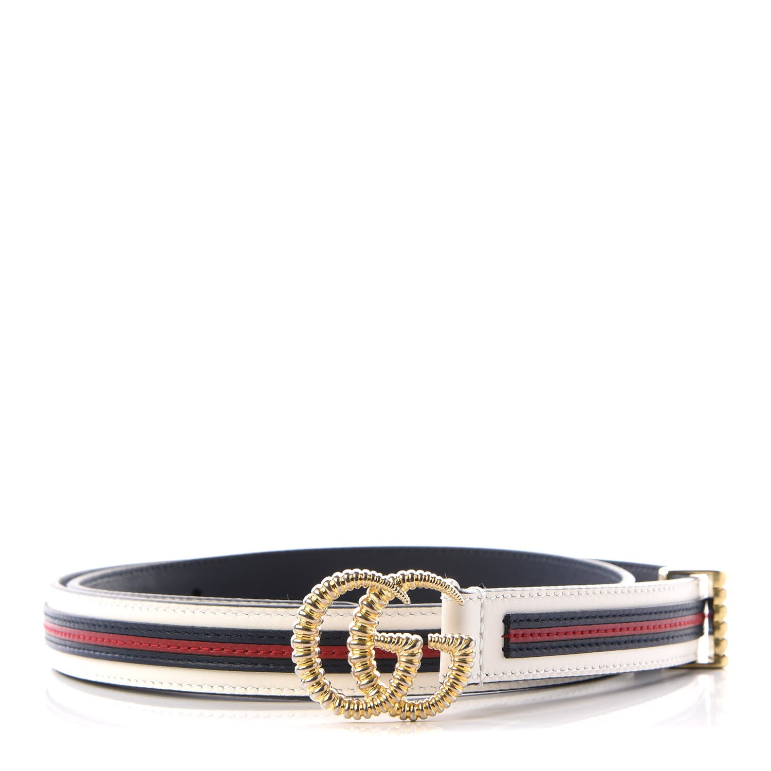Gucci Calfskin Torchon Double G 20mm Belt 80 32 Off White Blue Red 1 of 6