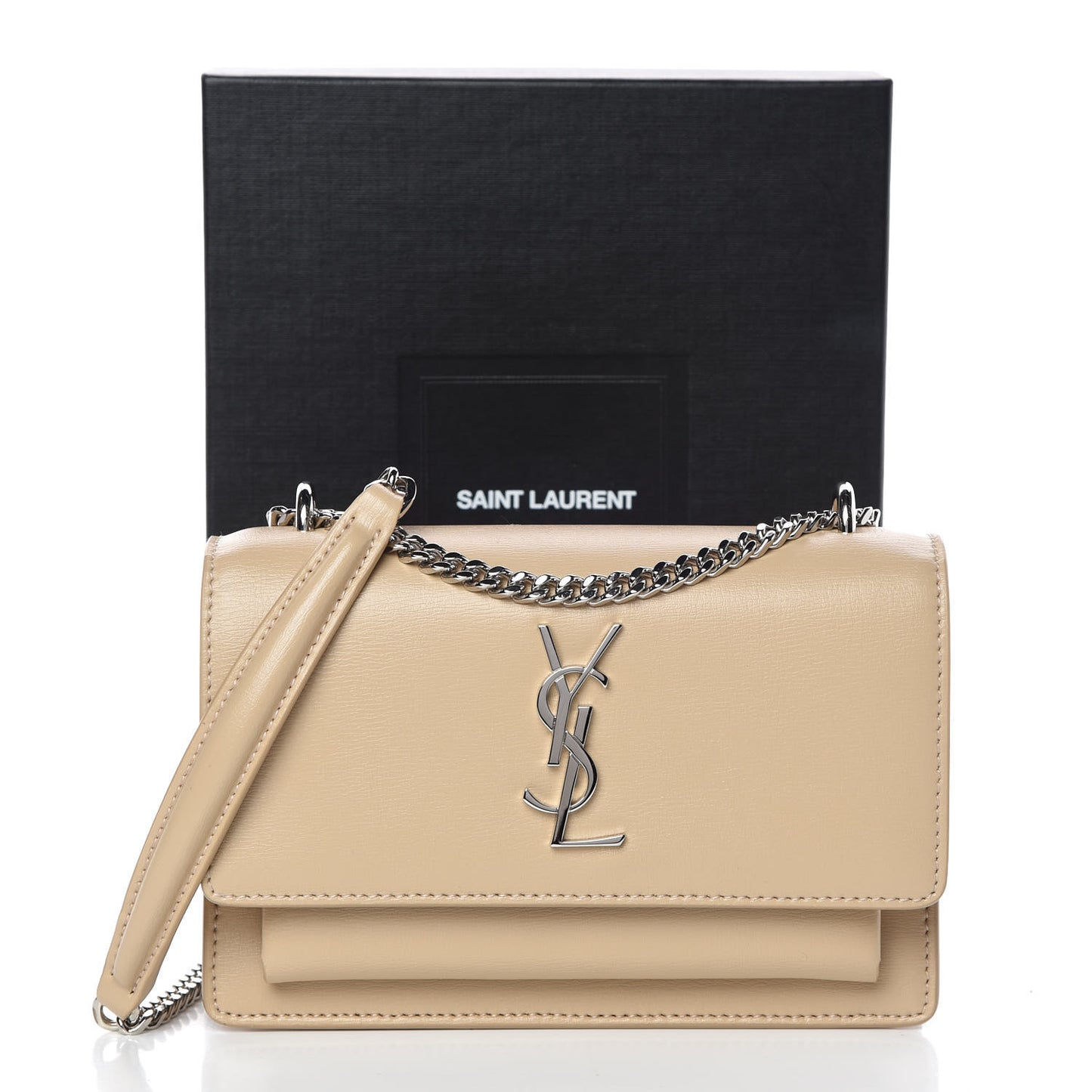 Calfskin Monogram Sunset Chain Wallet Nude Powder