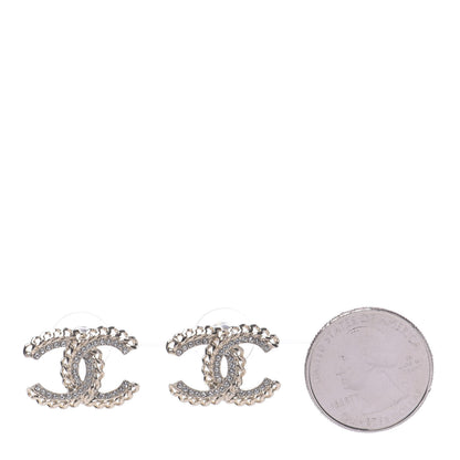 Chanel Crystal Chain CC Earrings Gold 2 of 5