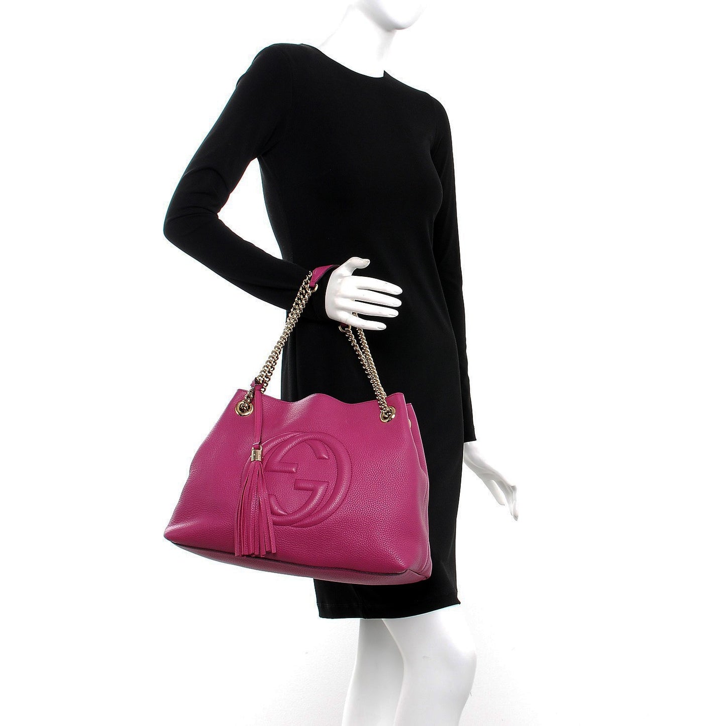 Cellarius Calfskin Medium Soho Chain Shoulder Bag Bright Bouganville