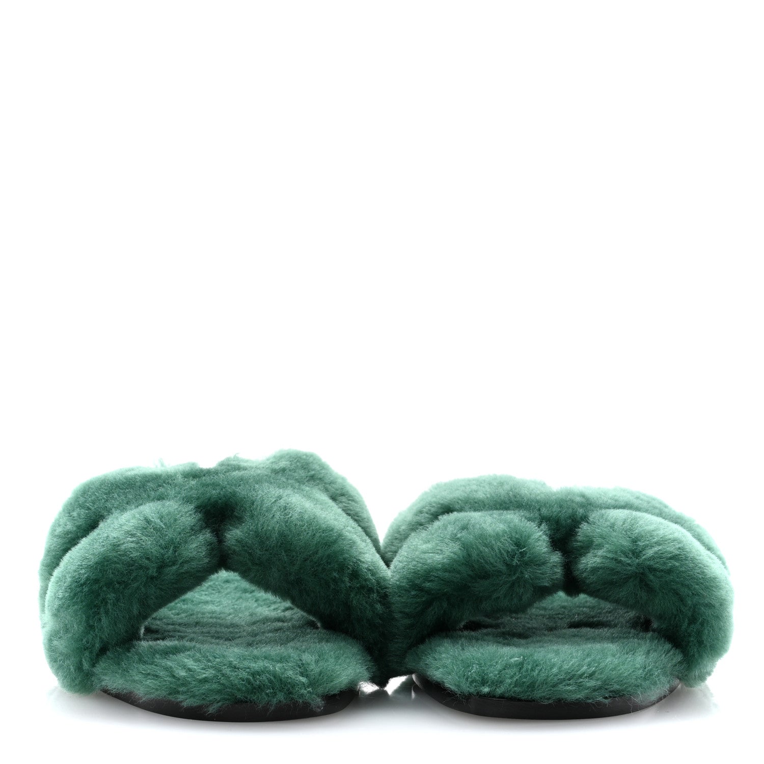 Hermes Woolskin Oran Sandals 36.5 Vert Anglais 2 of 8