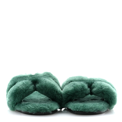 Hermes Woolskin Oran Sandals 36.5 Vert Anglais 2 of 8