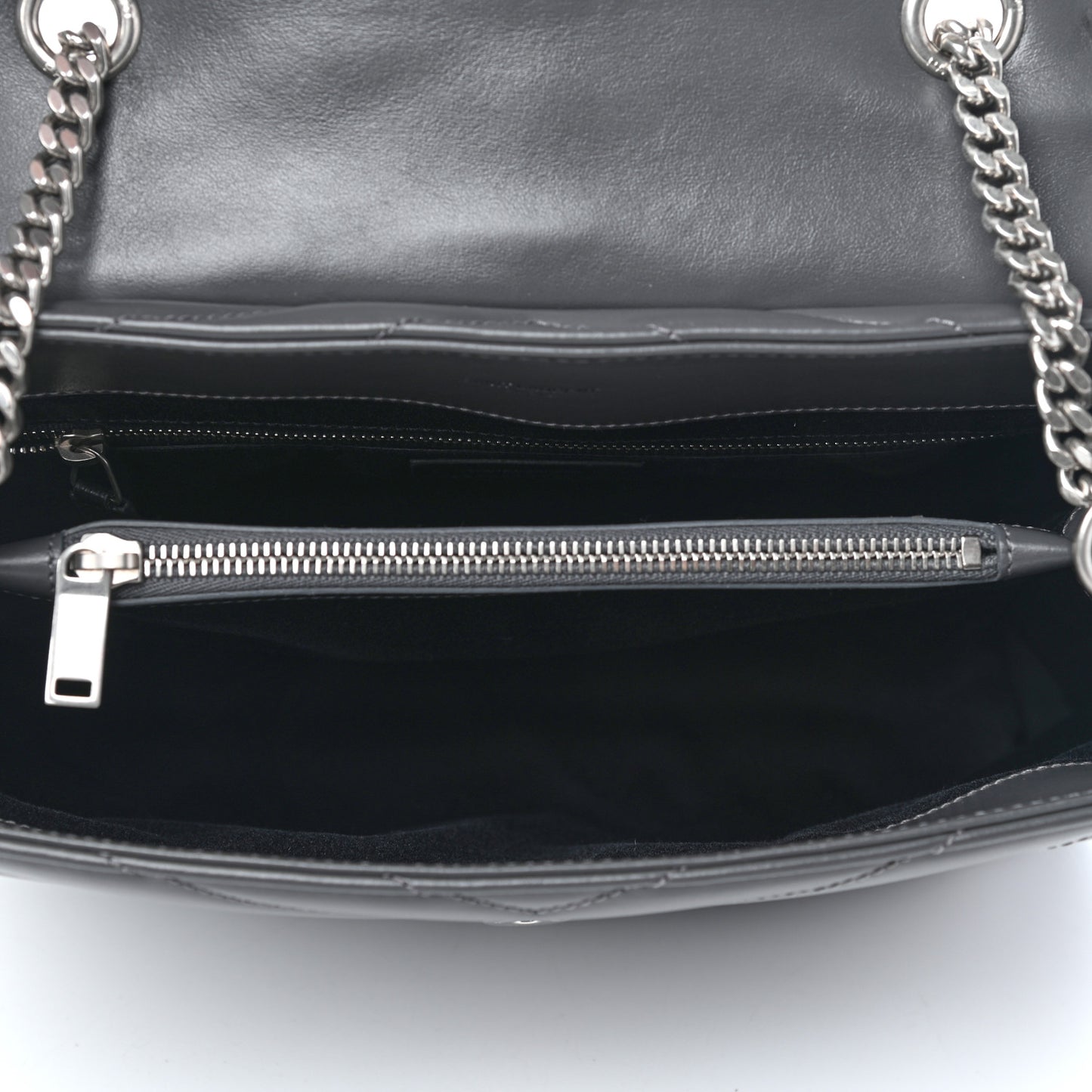 Calfskin Y Quilted Monogram Medium Loulou Chain Satchel Asphalt