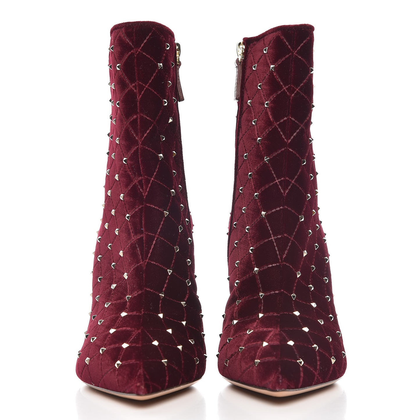 Velvet Rockstud Spike Court Ankle Booties 38.5 Rubino
