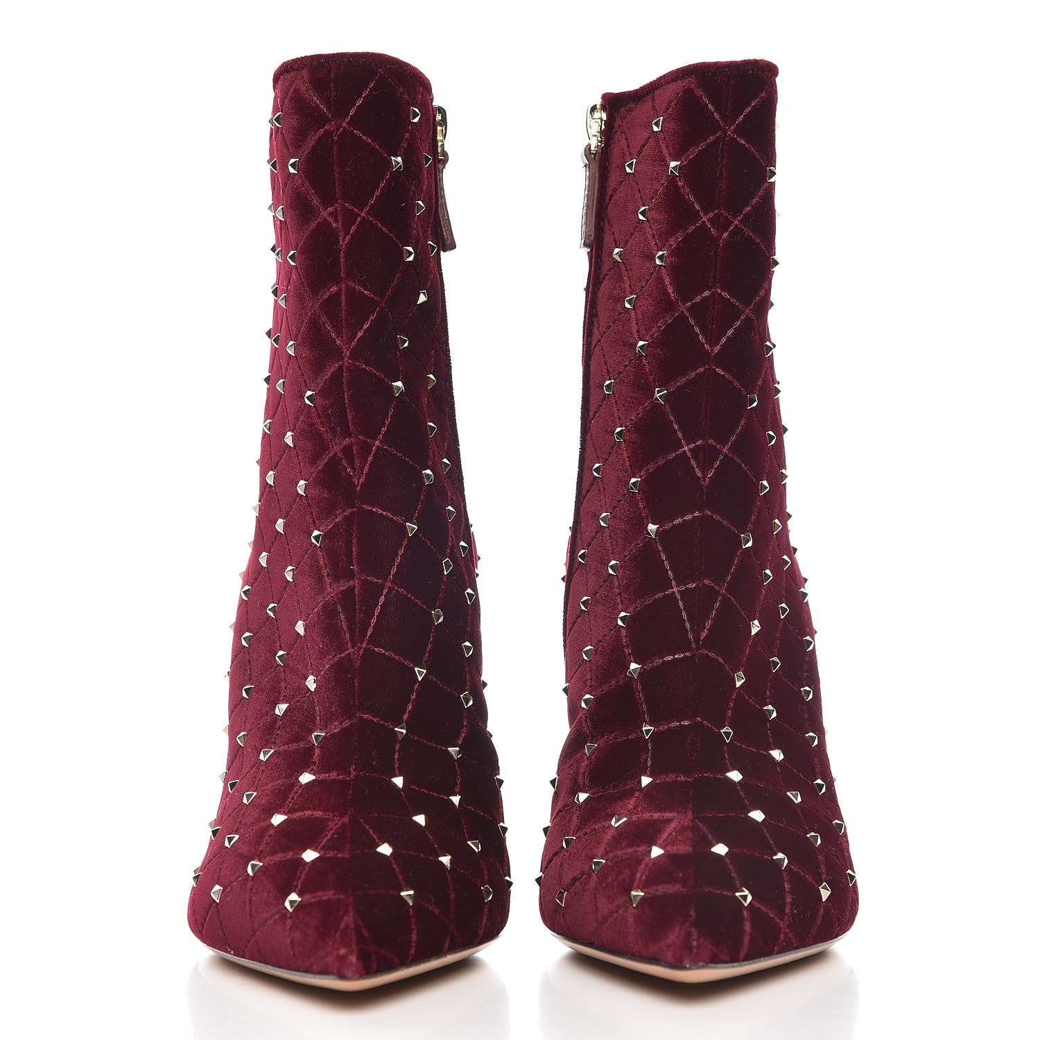 Valentino Garavani Velvet Rockstud Spike Court Ankle Booties 38.5 Rubino 2 of 8