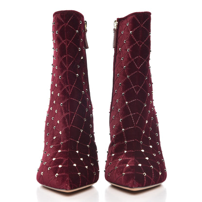 Valentino Garavani Velvet Rockstud Spike Court Ankle Booties 38.5 Rubino 2 of 8