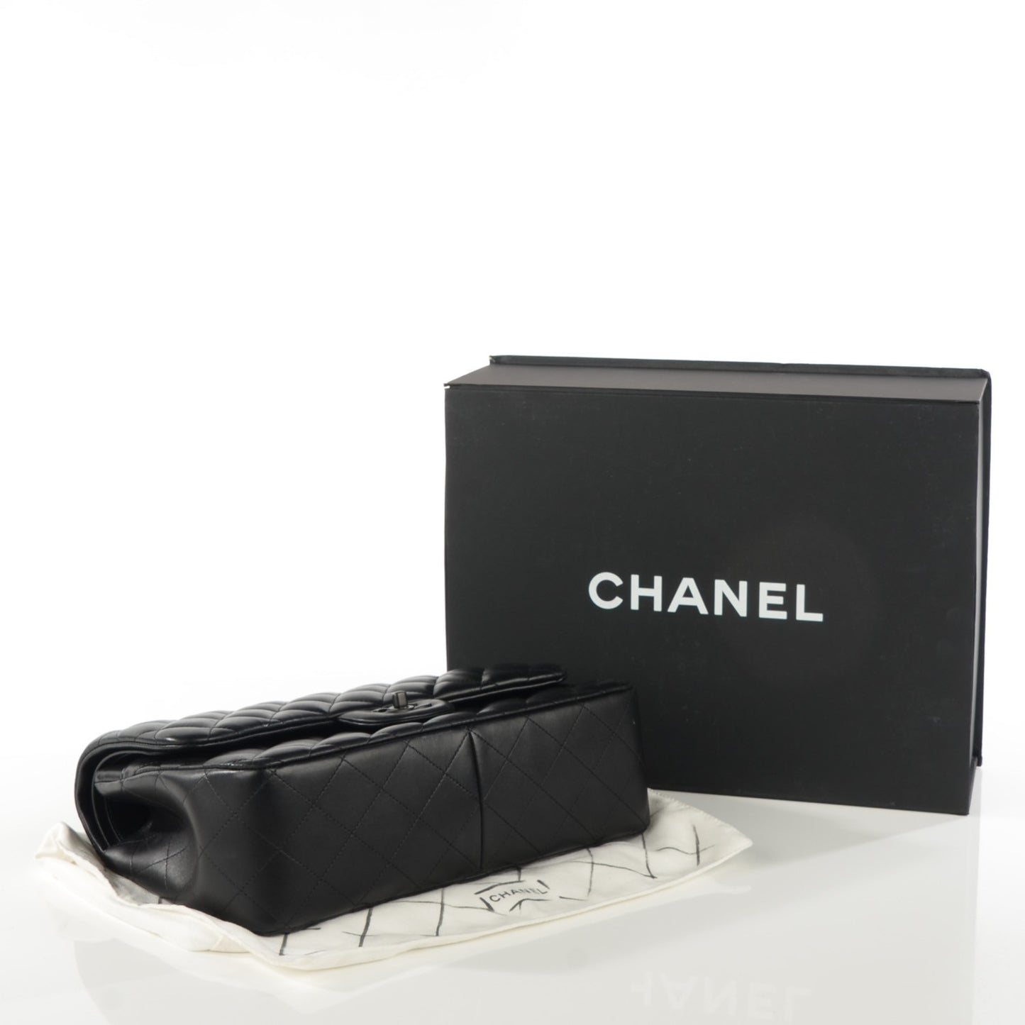 Lambskin Quilted Jumbo Double Flap So Black