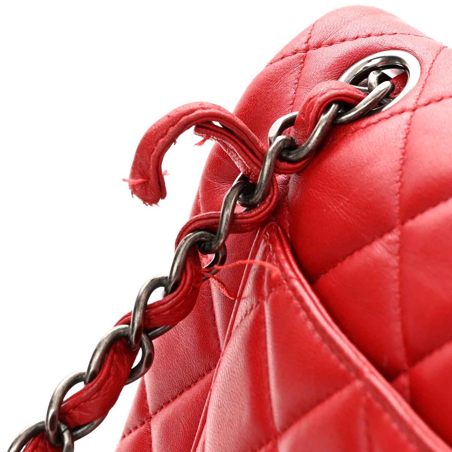 Lambskin Quilted Jumbo Double Flap Red