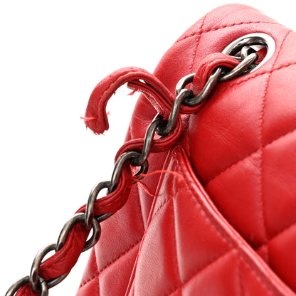 Chanel Lambskin Quilted Jumbo Double Flap Red 12 of 13